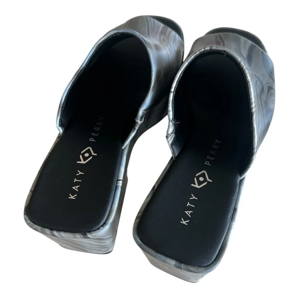 Katy Perry The Busy Bee Slide Women's Black and Gray Platform Shoes Size 8.5M